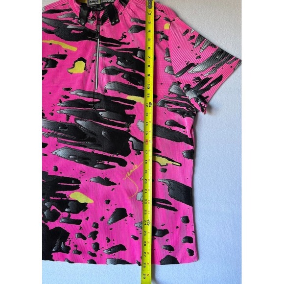 Jamie Sadock Golf Shirt Women XL Multicolor Abstract Short Sleeve Top Zip Neck - Picture 4 of 13